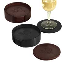 Eco Friendly Round Leather Coaster Set